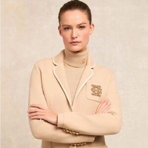 Holland Cooper Tan Blazer with Gold Accents NWOT